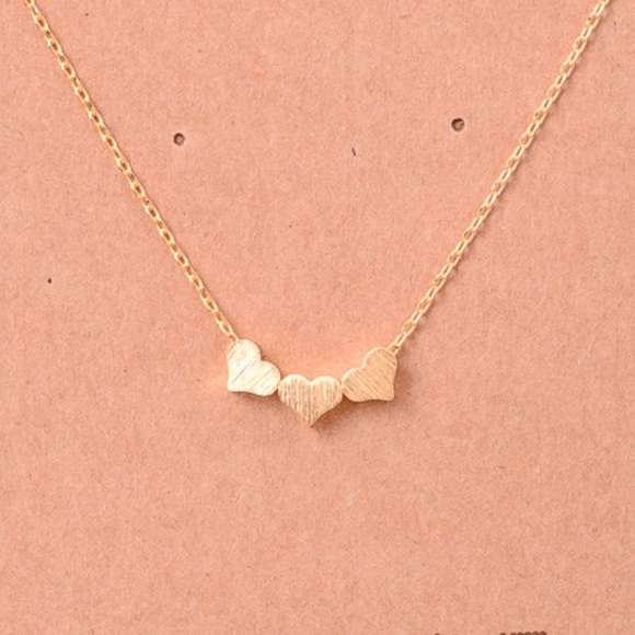 Gold | Three Heart Necklace, Gold Chain - Picture 6 of 6